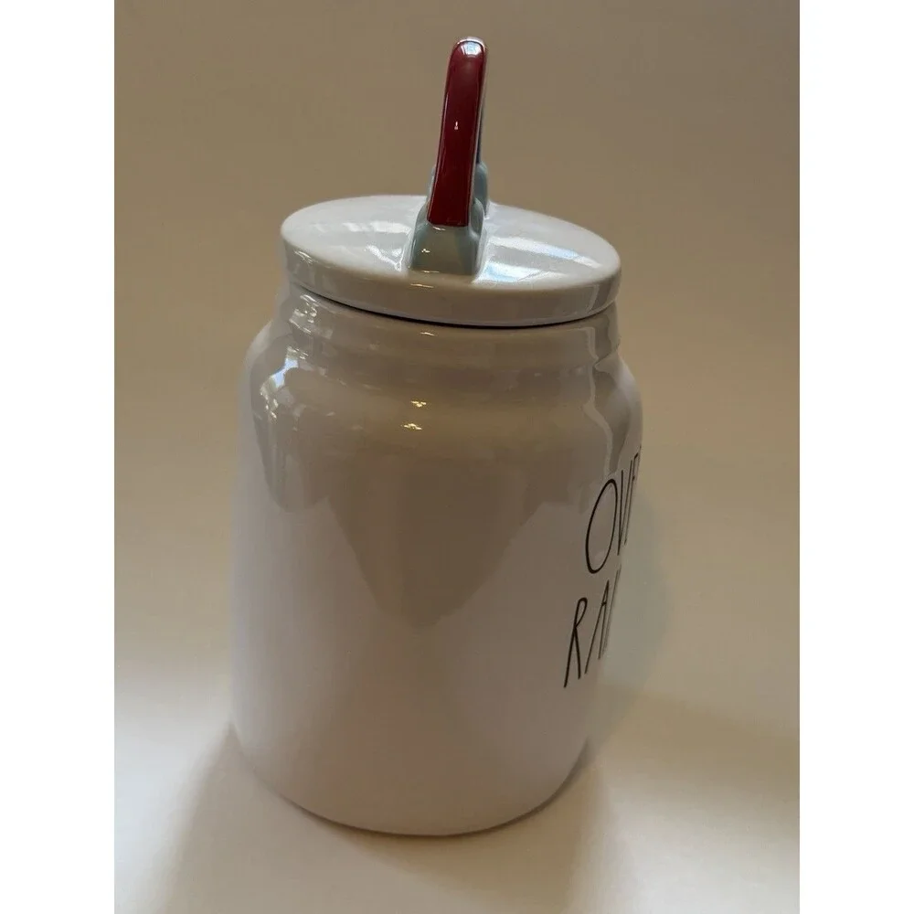 Rae Dunn OVER THE RAINBOW Jar Canister Ceramic Cloud Rainbow Lid Storage LGBT